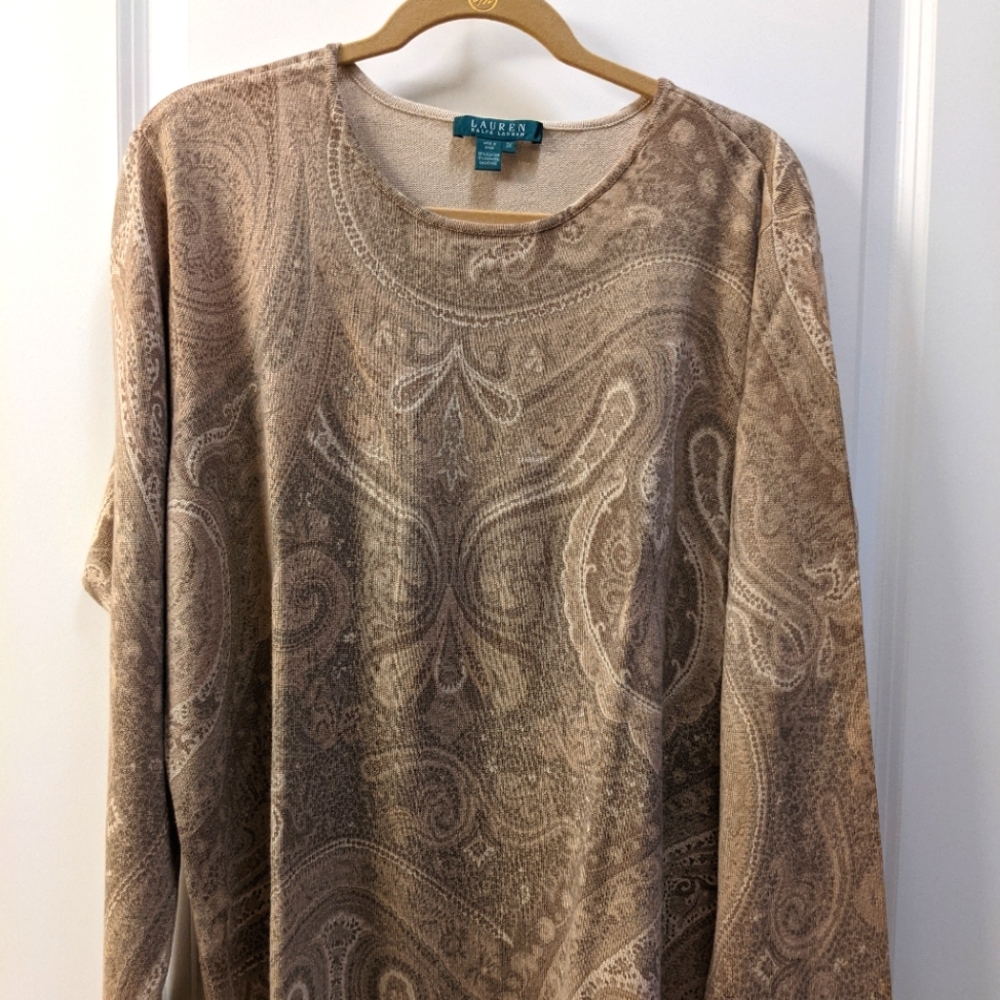 Ralph Lauren cashmere blend paisley sweater 3X